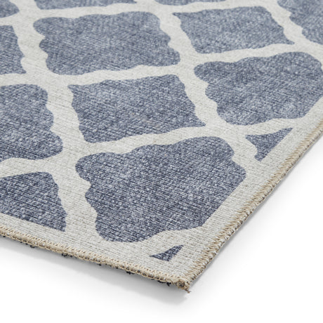 Coral H1063 Blue Modern Washable Rug