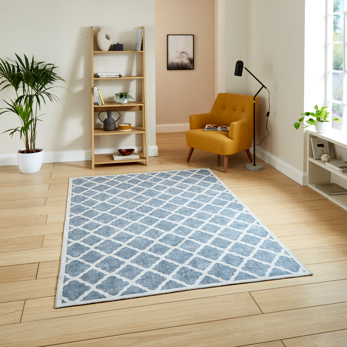 Coral H1063 Grey Modern Washable Rug
