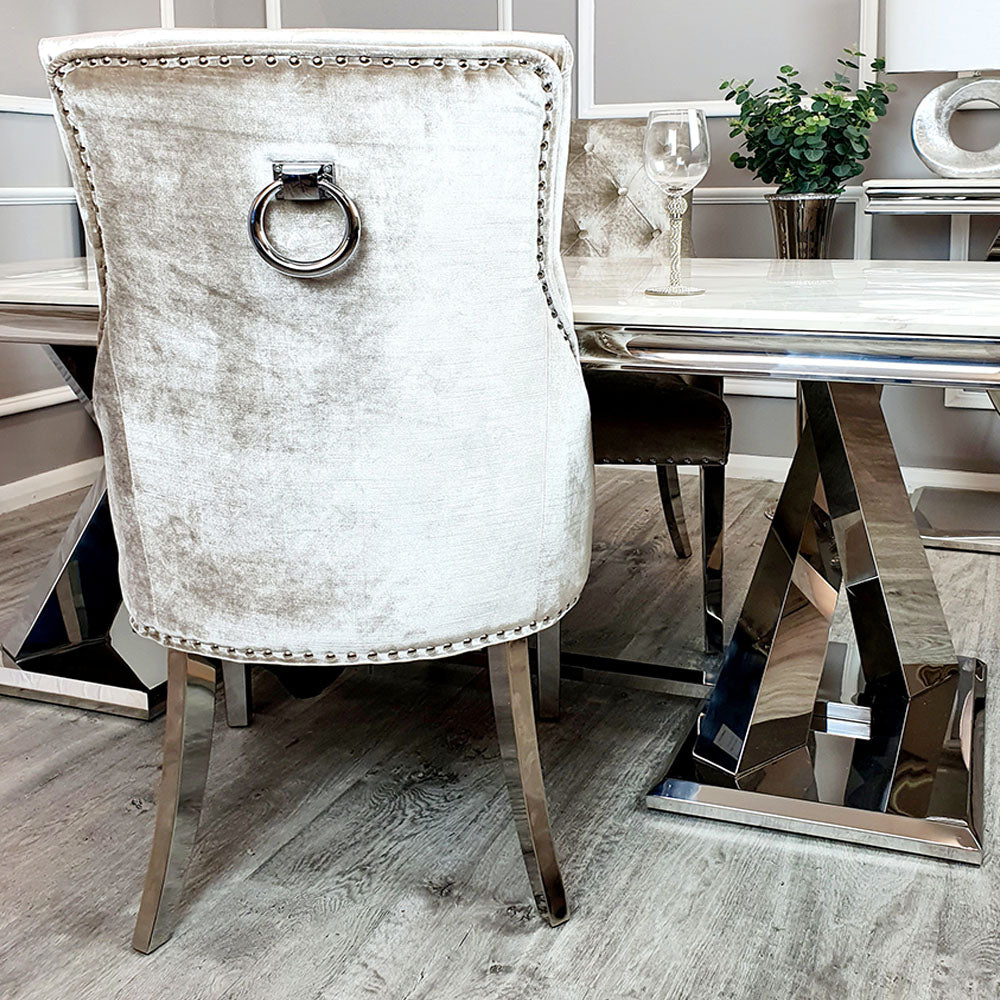 Duke Dining Chair in Beige Velvet