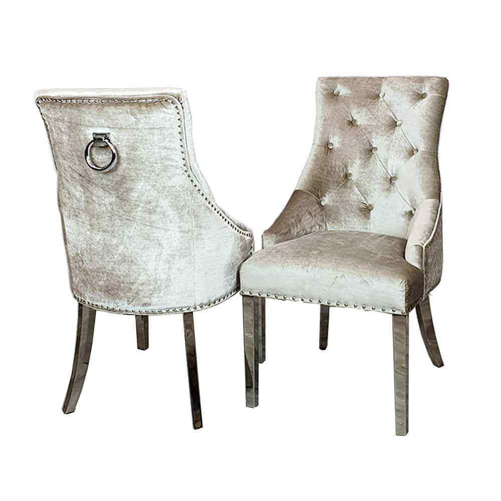 Duke Dining Chair in Beige Velvet