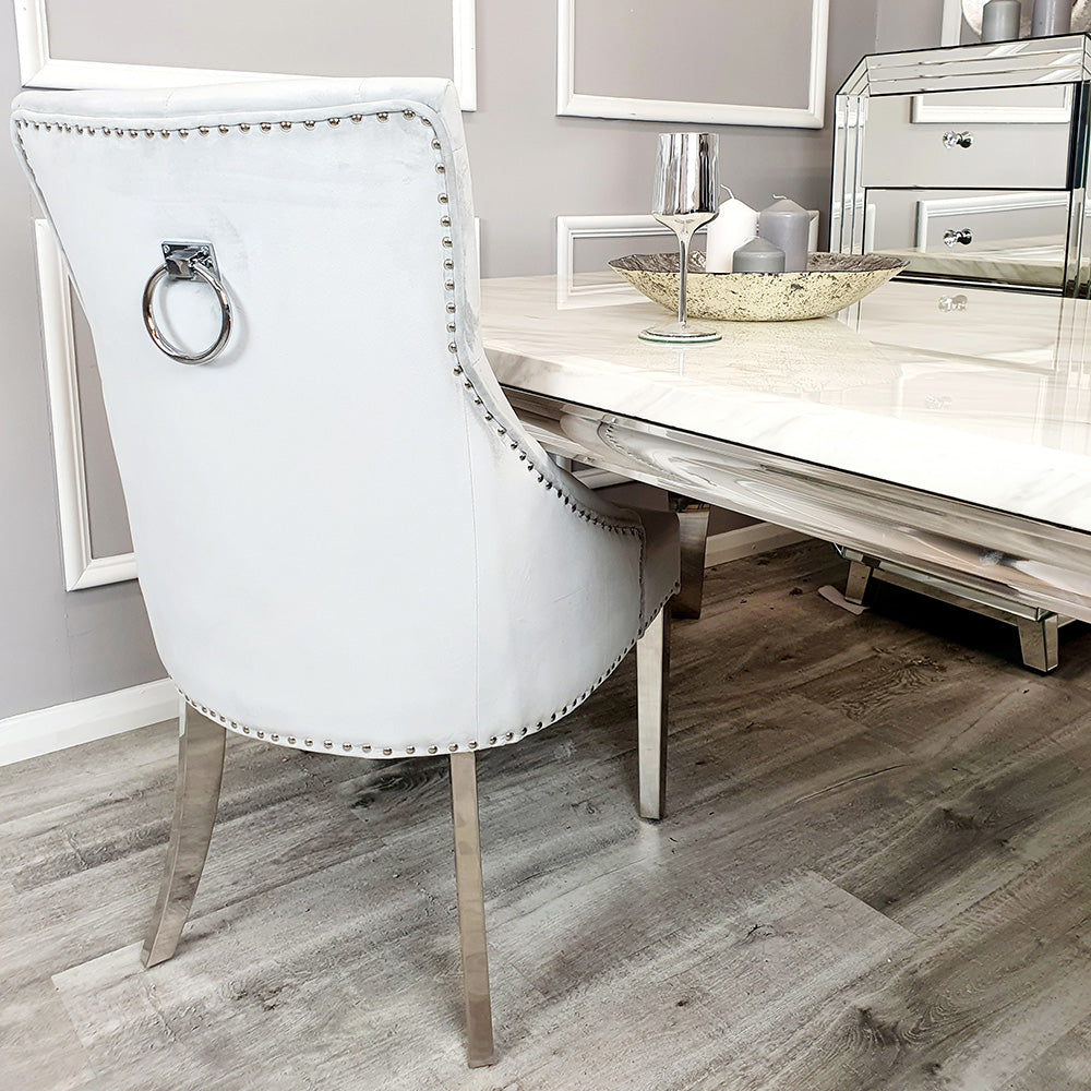 Duke Dining Chair in Light Grey Velvet