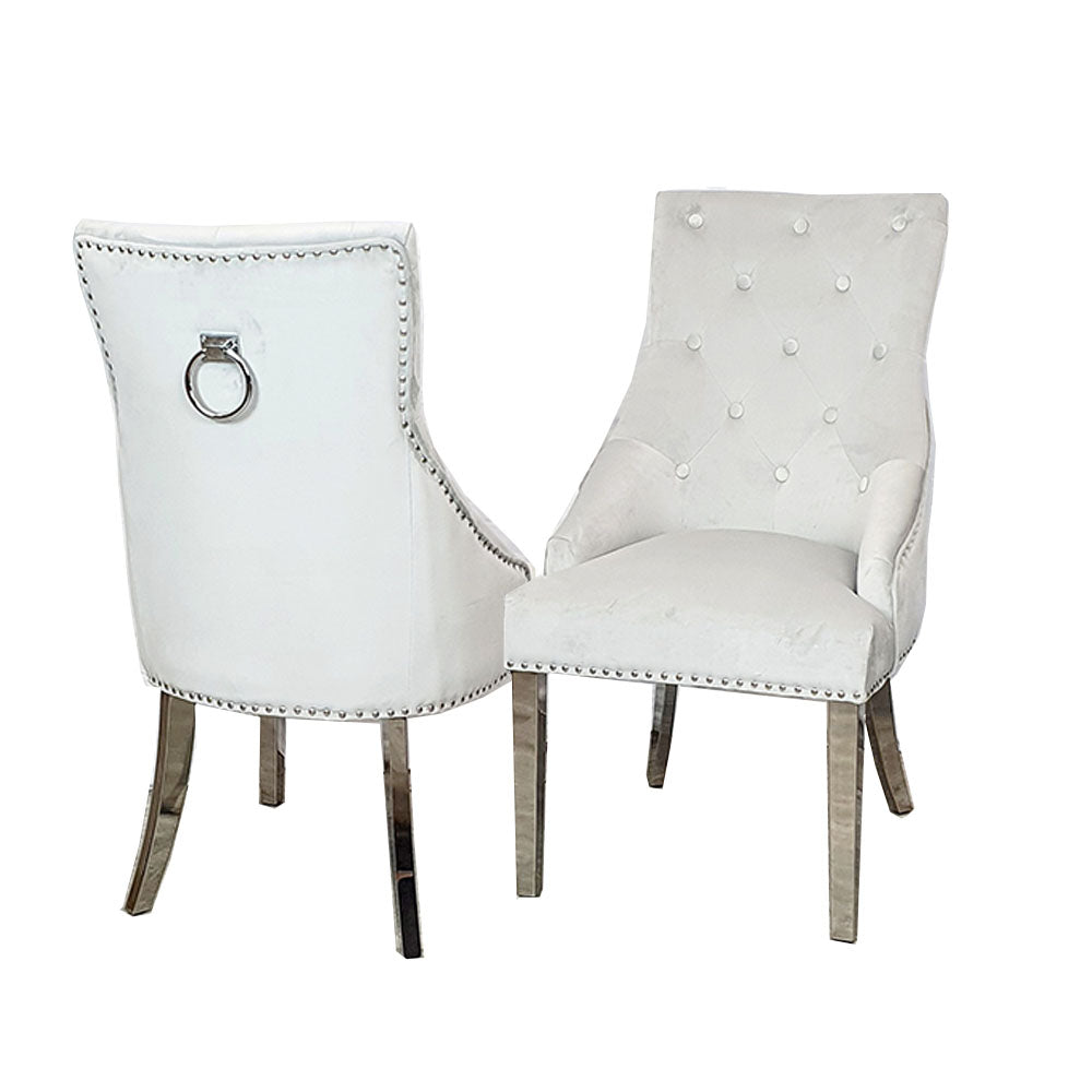 Duke Dining Chair in Light Grey Velvet