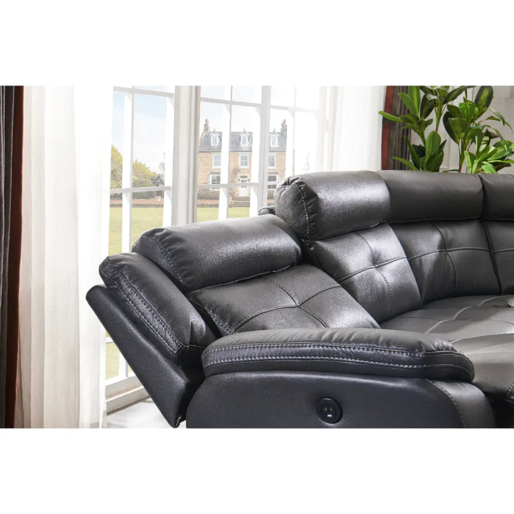 Langdon- Grey - Recliner Corner Sofa - 2C2