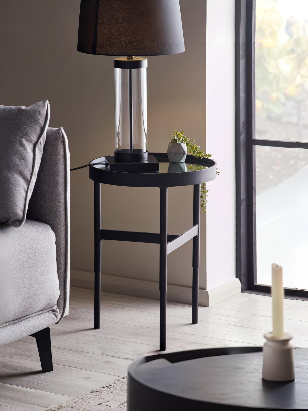 Franki Round Glass Top Side Table