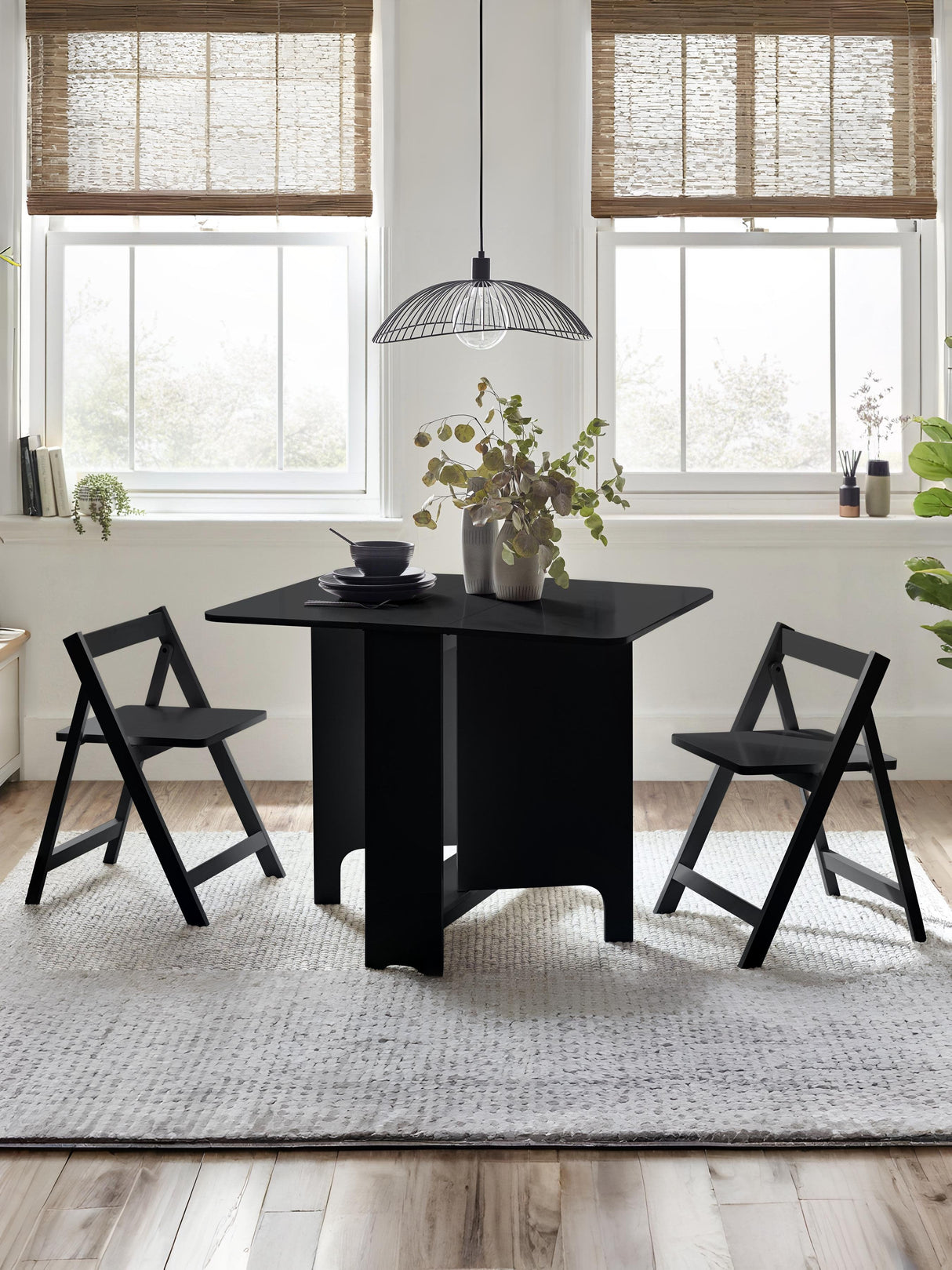 Gatan 2 Seater Compact Drop Leaf Dining Set with Folding Chairs