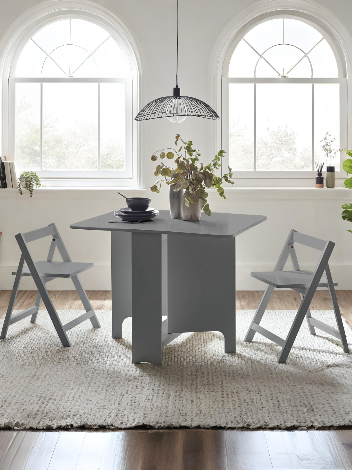 Gatan 2 Seater Compact Drop Leaf Dining Set with Folding Chairs
