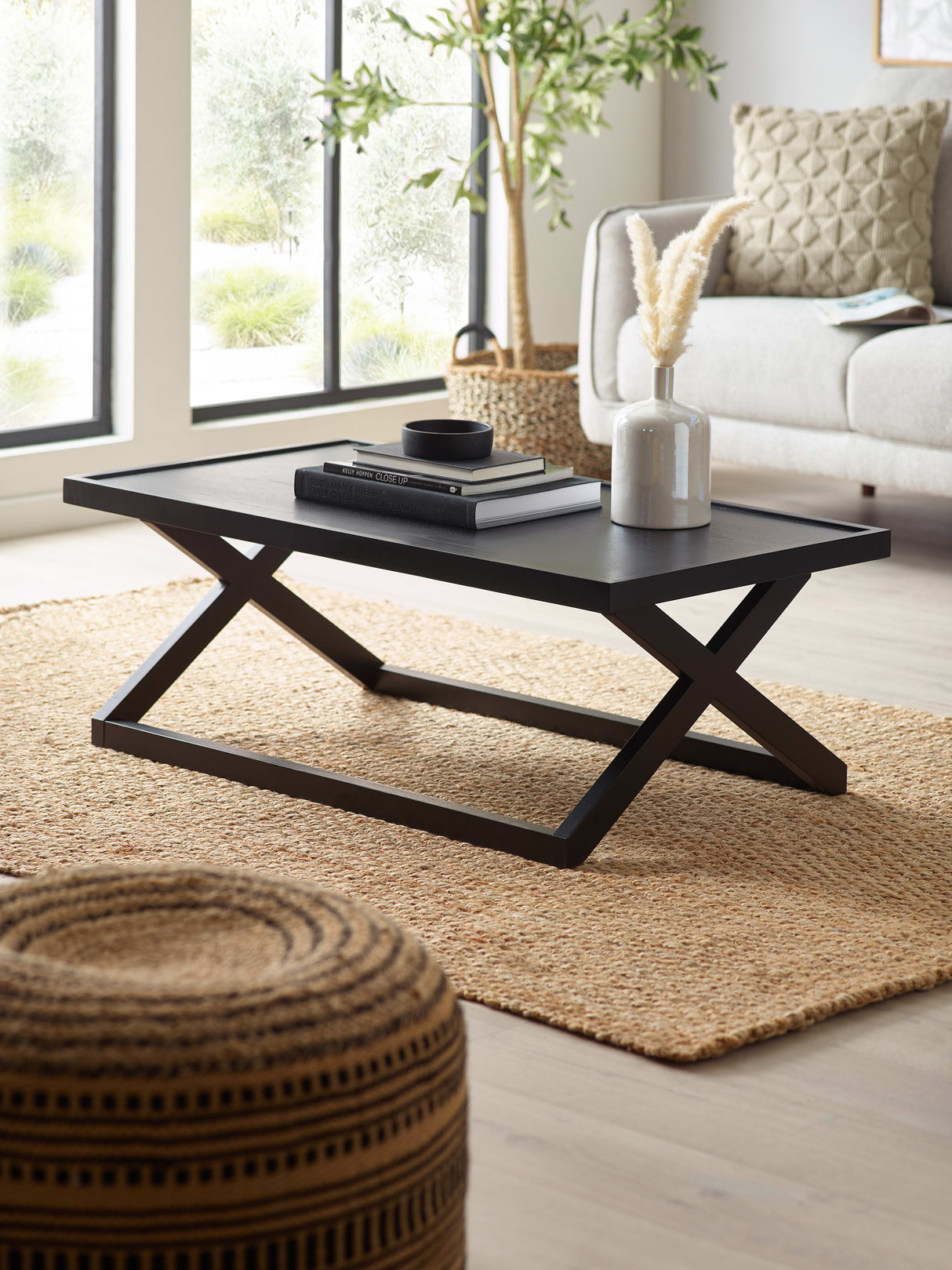 Haddon Rectangular Coffee Table with Cross Leg Base