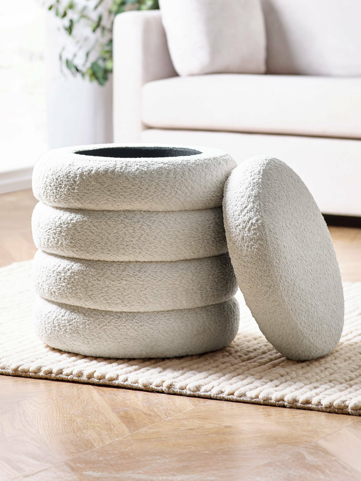 Hailey Upholstered Stacked Storage Ottoman