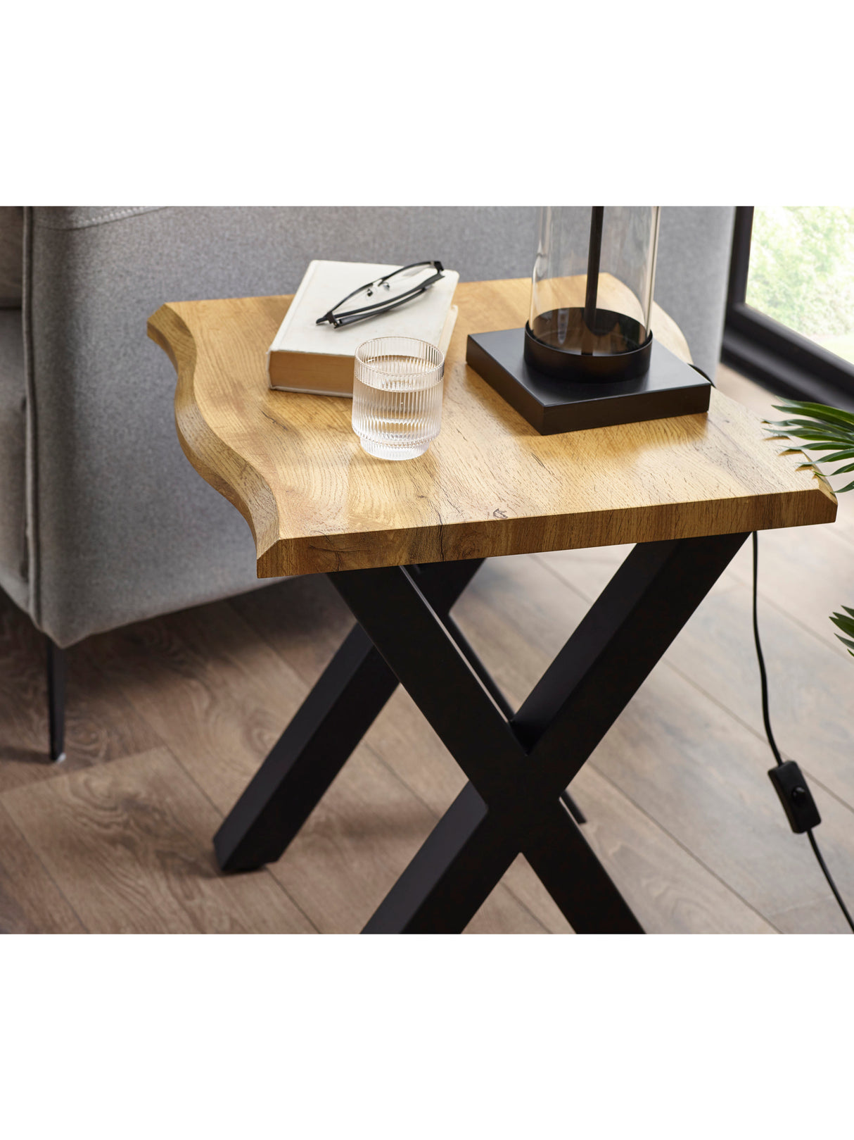 Harvey Live Edge Side Table with Cross Legs