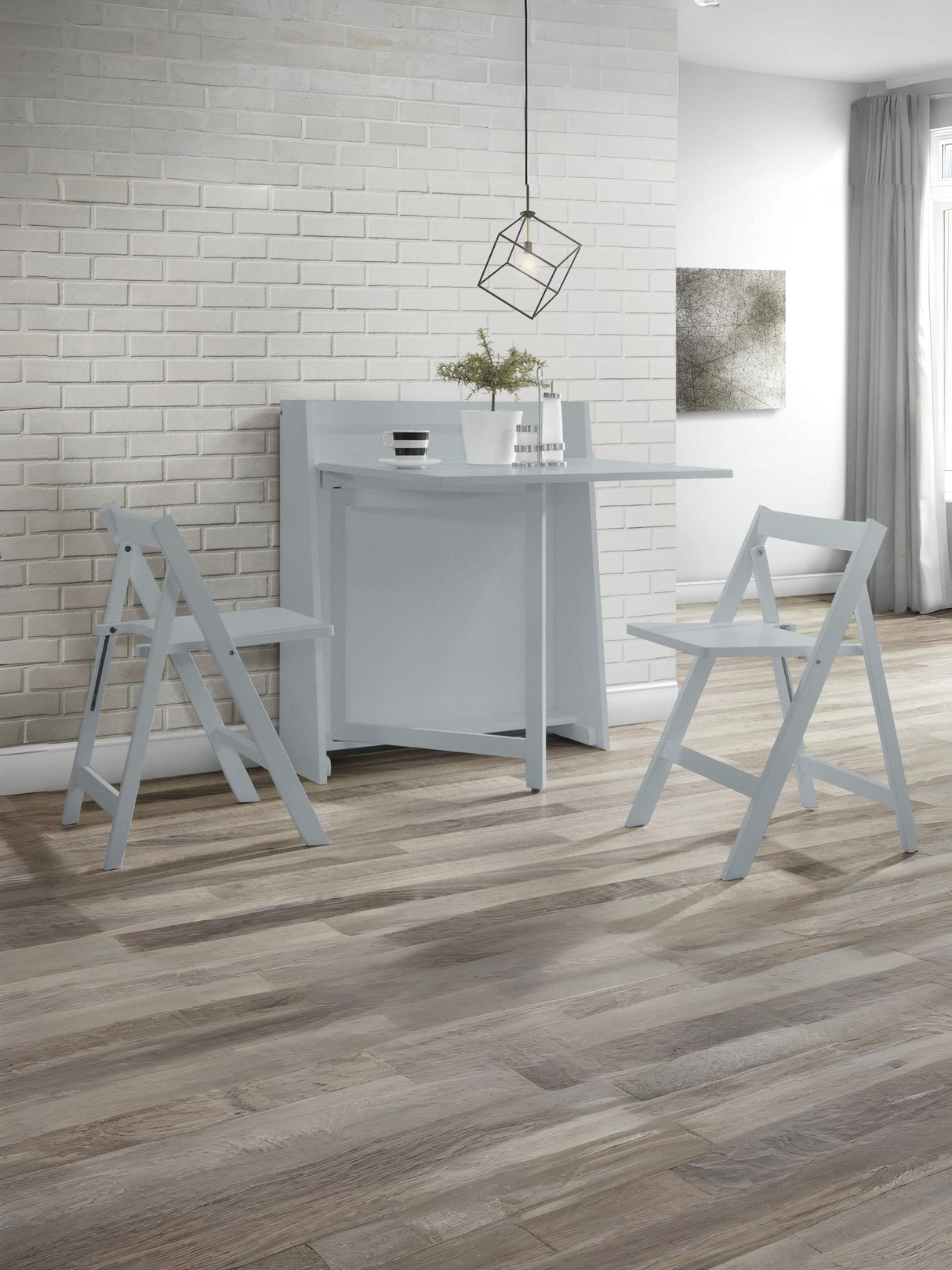 Helsinki 2 Seater Compact Drop Leaf Dining Set with Folding Chairs