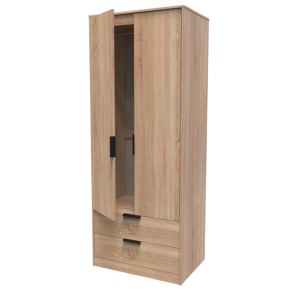 Hong Kong (Black Legs) Tall 2 Drawer Wardrobe