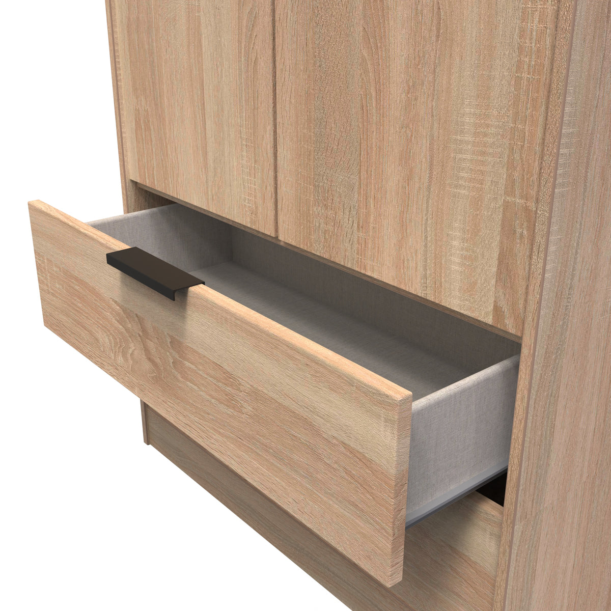 Hong Kong (Black Legs) Tall 2 Drawer Wardrobe
