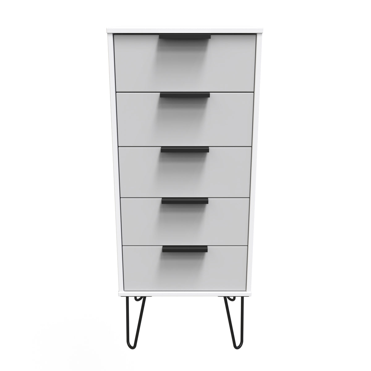 Hong Kong (Black Hairpin Legs) 5 Drawer Bedside Cabinet