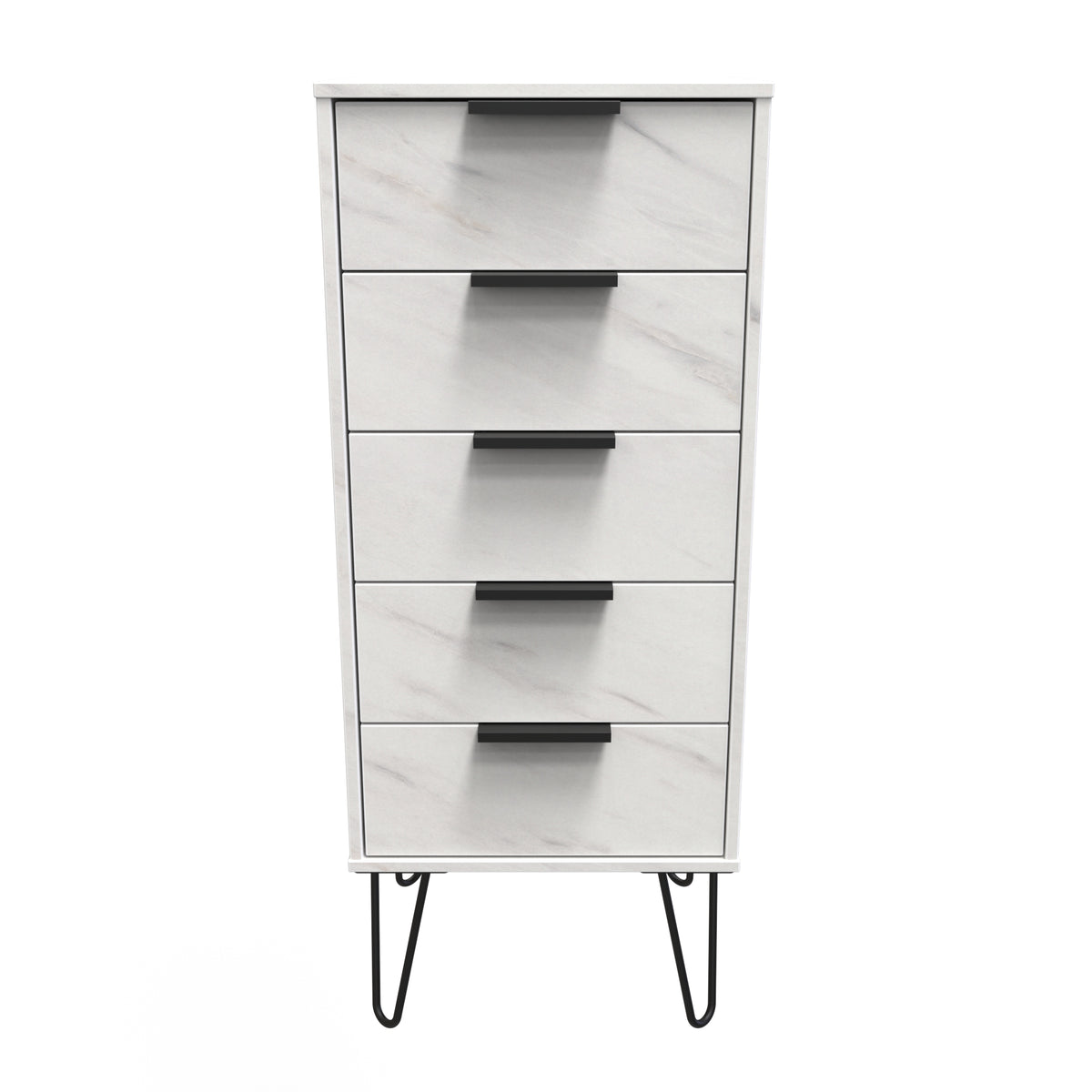 Hong Kong (Black Hairpin Legs) 5 Drawer Bedside Cabinet