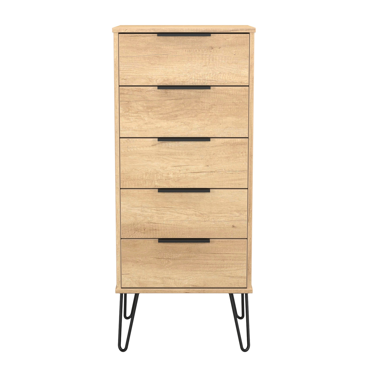 Hong Kong (Black Hairpin Legs) 5 Drawer Bedside Cabinet