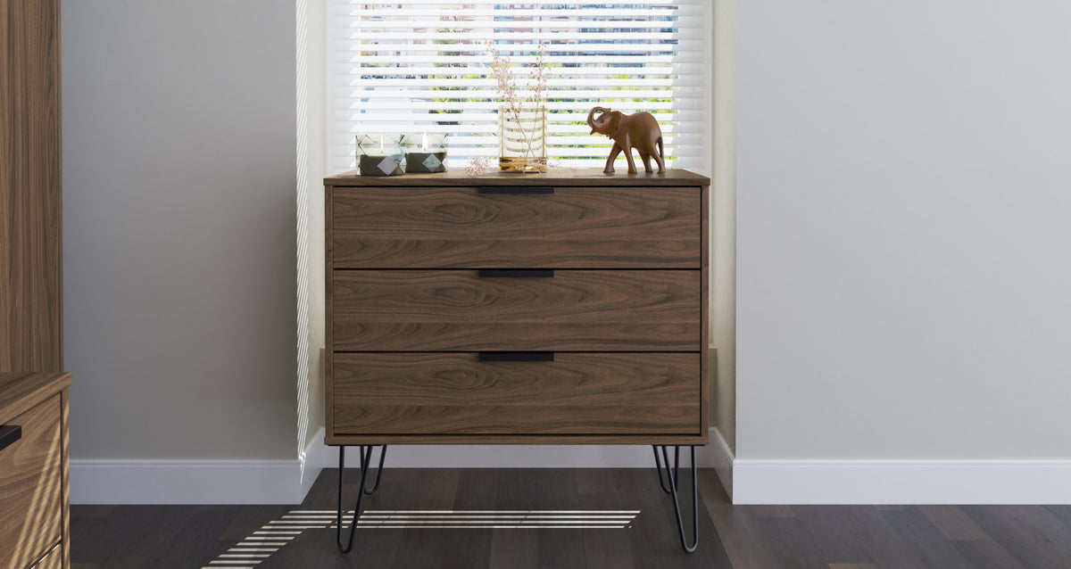 Hong Kong (Black Hairpin Legs) 3 Drawer Chest