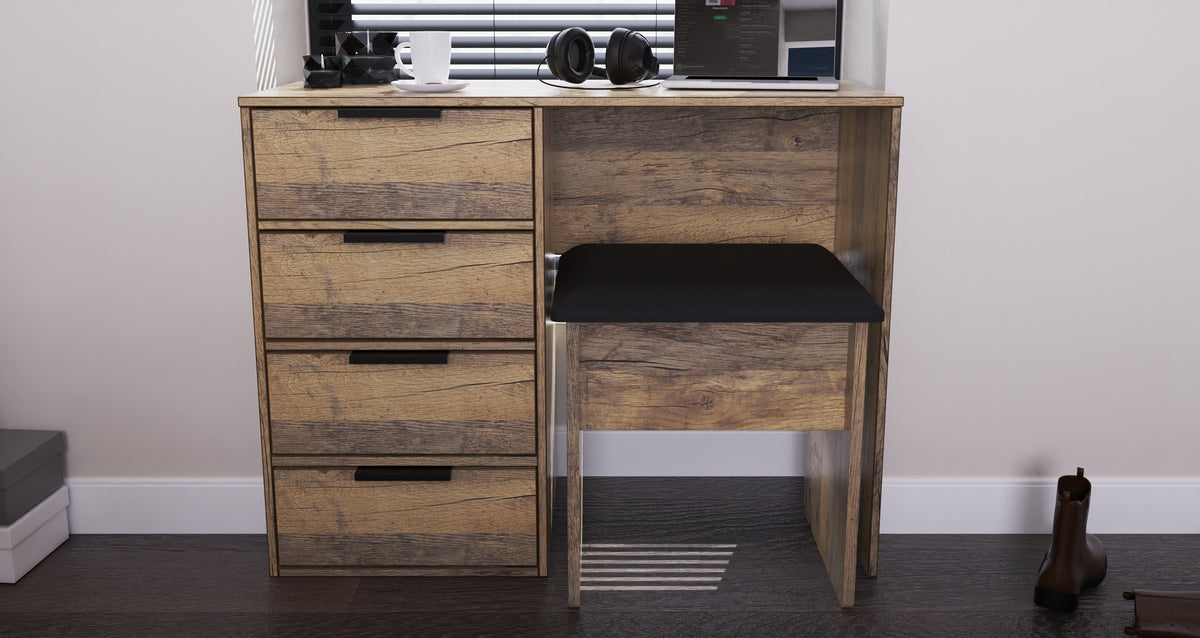 Hong Kong (Black Hairpin Legs) 4 Drawer Vanity