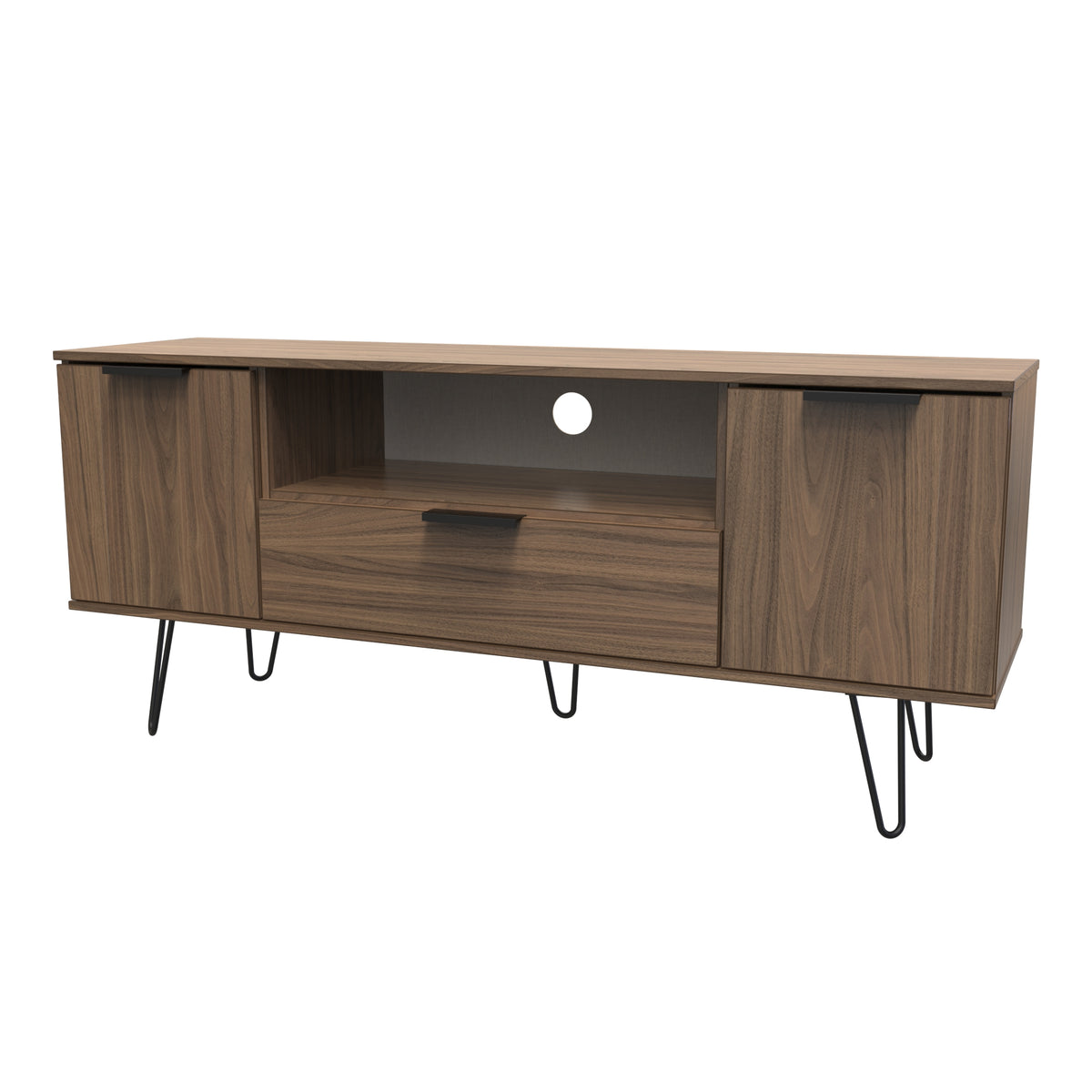 Hong Kong (Black Hairpin Legs) 2 Door 1 Drawer Wide TV Unit