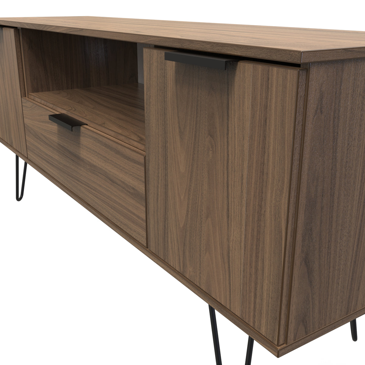 Hong Kong (Black Hairpin Legs) 2 Door 1 Drawer Wide TV Unit