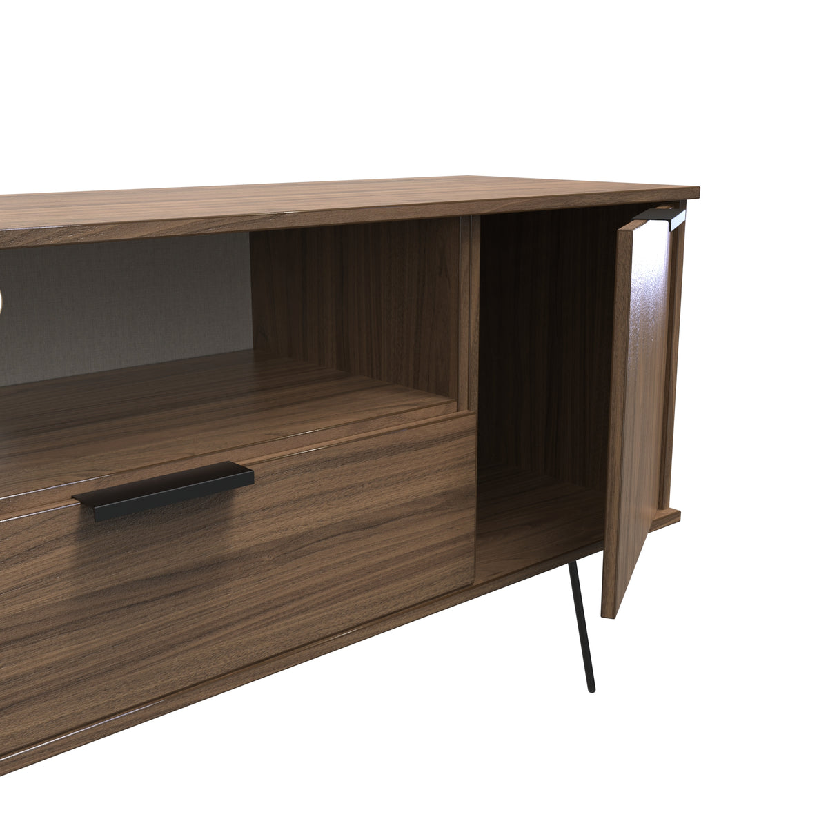Hong Kong (Black Hairpin Legs) 2 Door 1 Drawer Wide TV Unit