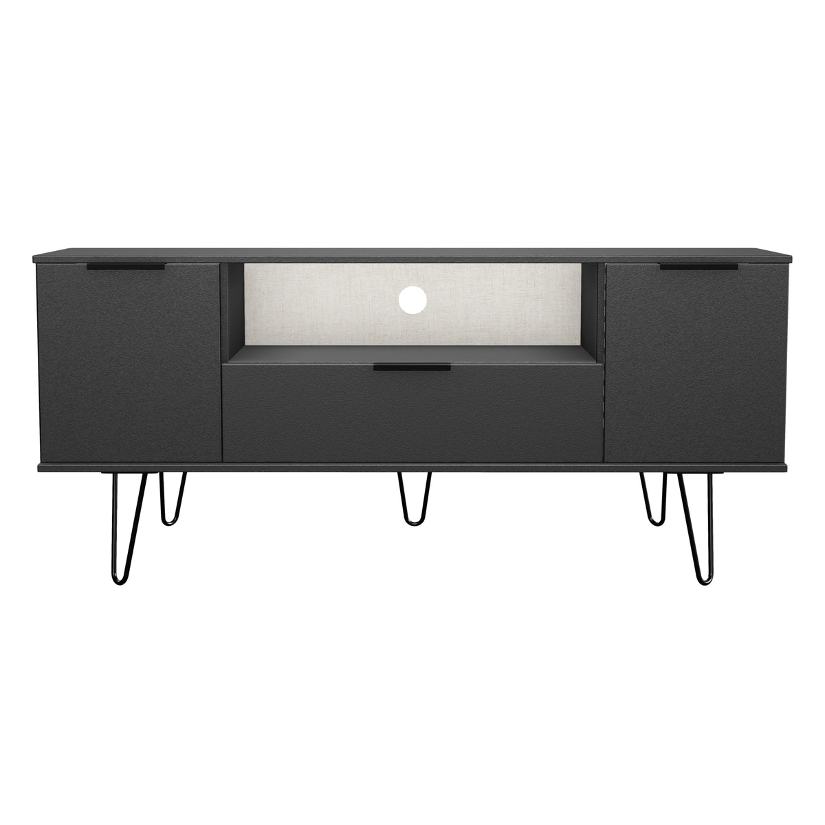 Hong Kong (Black Hairpin Legs) 2 Door 1 Drawer Wide TV Unit