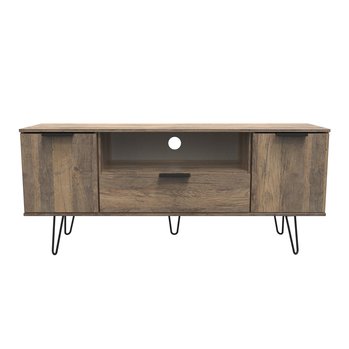Hong Kong (Black Hairpin Legs) 2 Door 1 Drawer Wide TV Unit