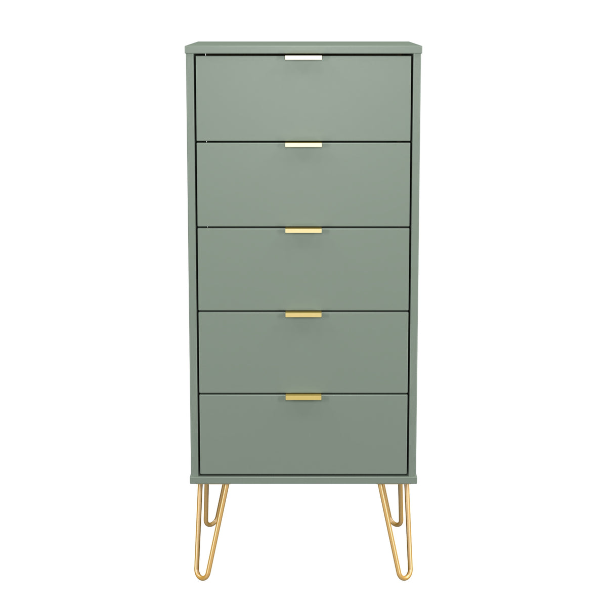 Hong Kong (Gold Hairpin Legs) 5 Drawer Bedside Cabinet