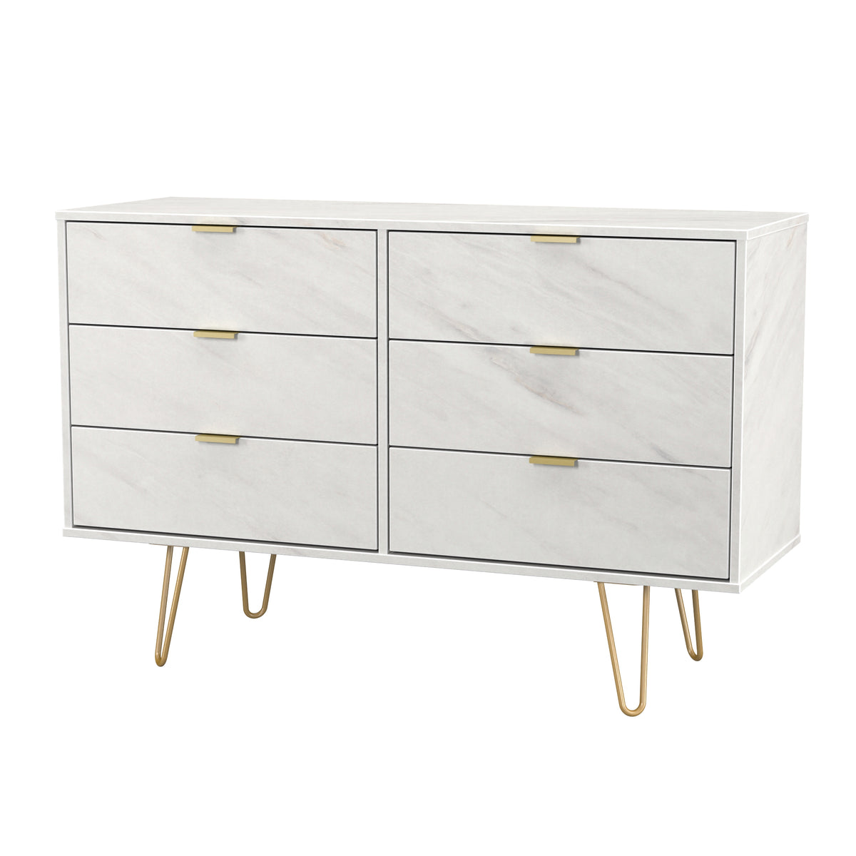 Hong Kong (Gold Hairpin Legs) 6 Drawer Midi Chest