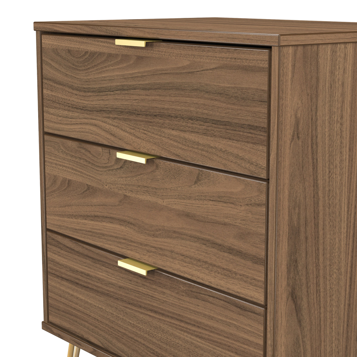 Hong Kong (Gold Hairpin Legs) 3 Drawer Midi Chest with Legs