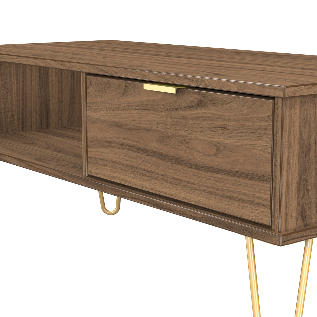 Hong Kong (Gold Hairpin Legs) 1 Drawer Coffee Table