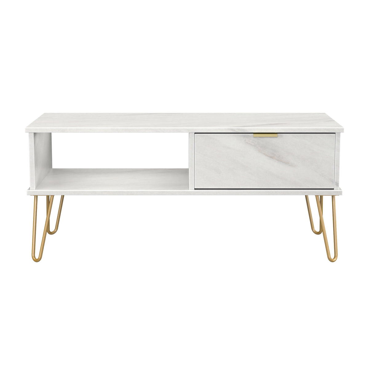 Hong Kong (Gold Hairpin Legs) 1 Drawer Coffee Table