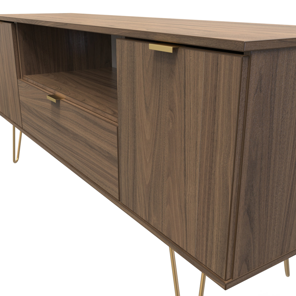 Hong Kong (Gold Hairpin Legs) 2 Door 1 Drawer Wide TV Unit