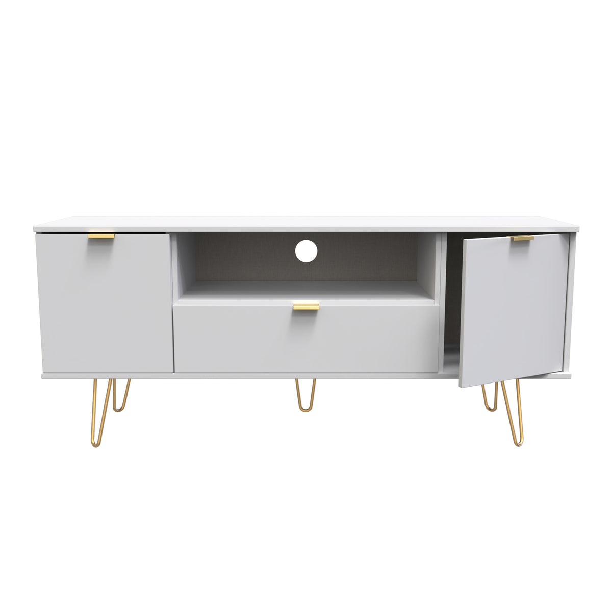 Hong Kong (Gold Hairpin Legs) 2 Door 1 Drawer Wide TV Unit
