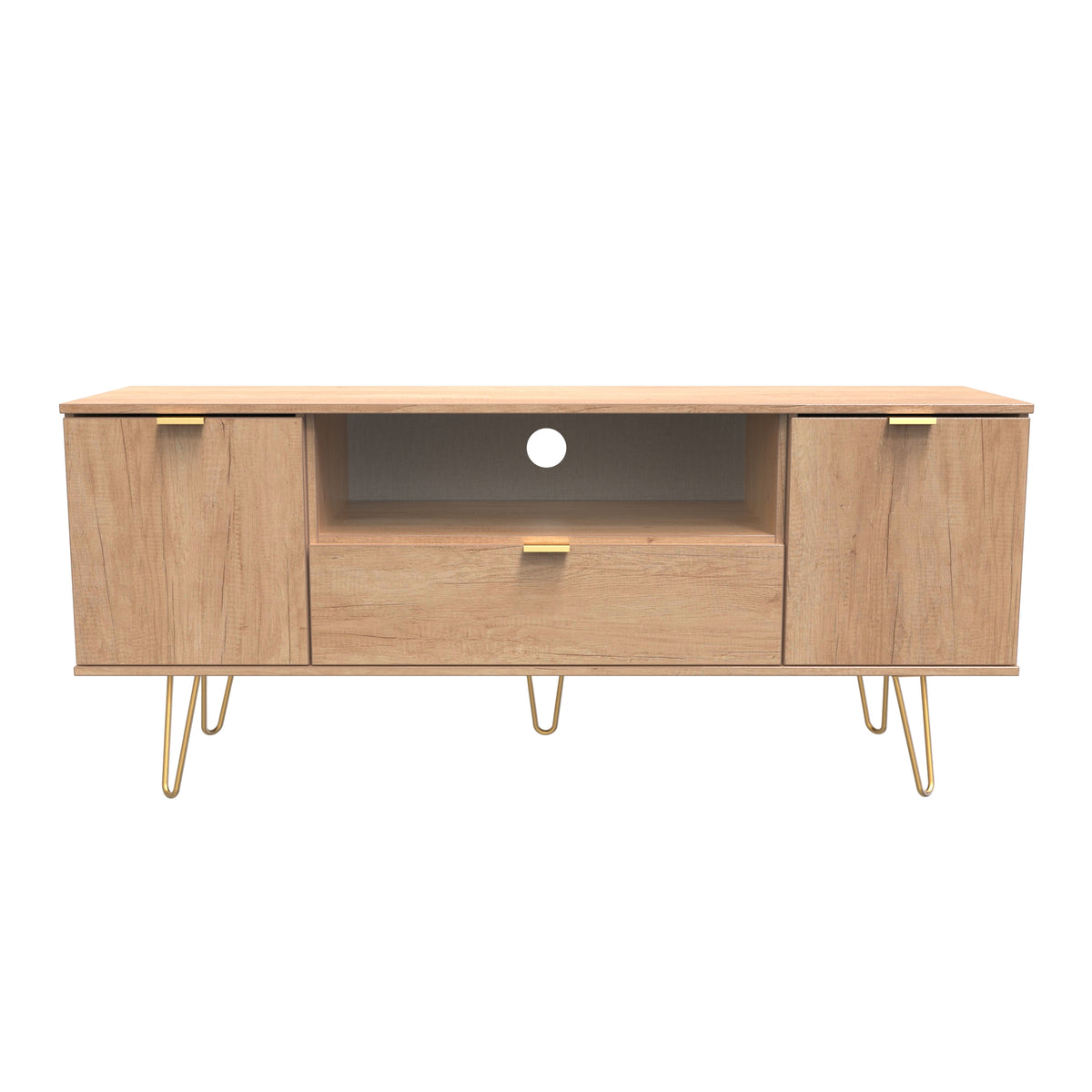 Hong Kong (Gold Hairpin Legs) 2 Door 1 Drawer Wide TV Unit