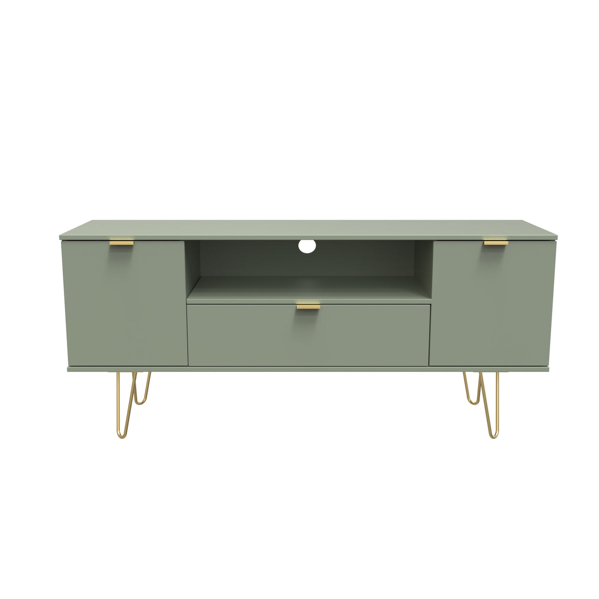 Hong Kong (Gold Hairpin Legs) 2 Door 1 Drawer Wide TV Unit