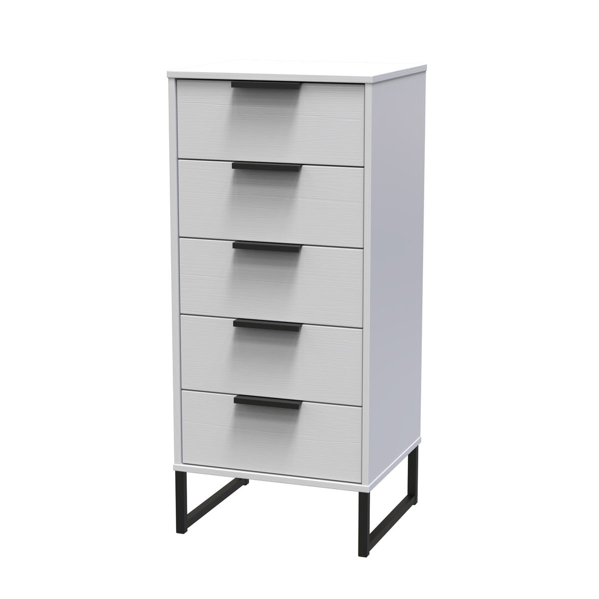 Hong Kong (Black Sleigh Legs) 5 Drawer Bedside Cabinet