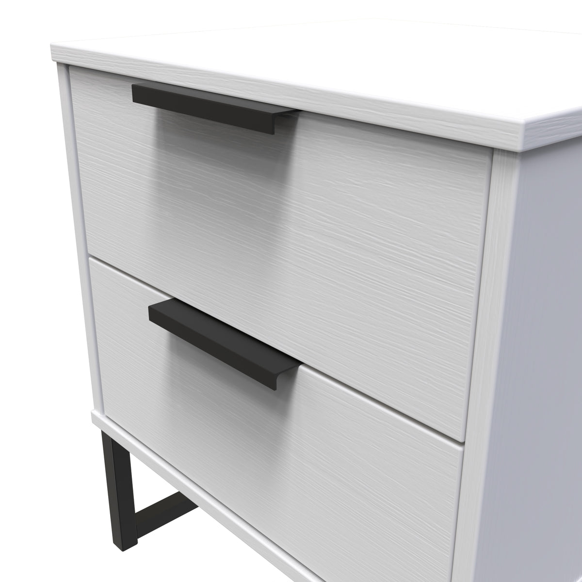 Hong Kong (Black Sleigh Legs) 2 Drawer Bedside Cabinet