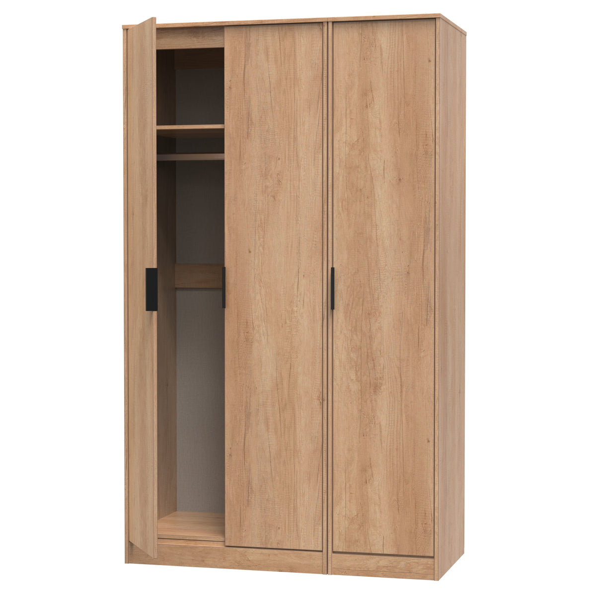 Hong Kong (Black Sleigh Legs) Tall Triple Plain Wardrobe