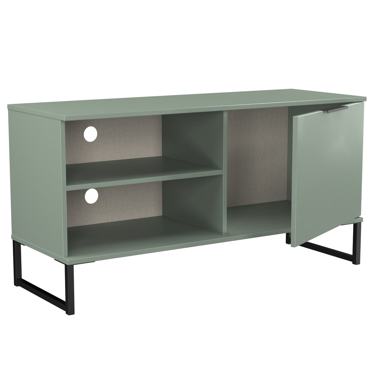 Hong Kong (Black Sleigh Legs) 1 Door 2 Shelf TV Unit
