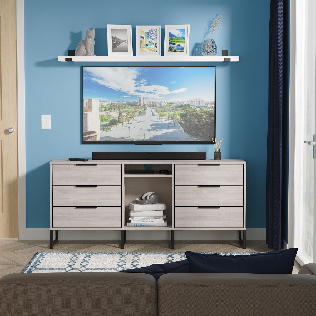 Hong Kong 6 Drawer TV Unit with legs
