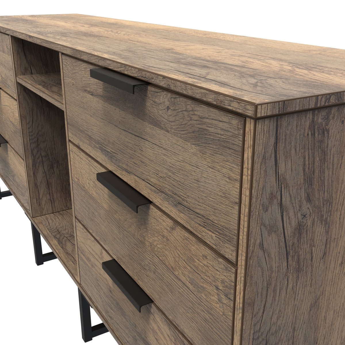 Hong Kong (Black Sleigh Legs) 6 Drawer TV Unit with legs