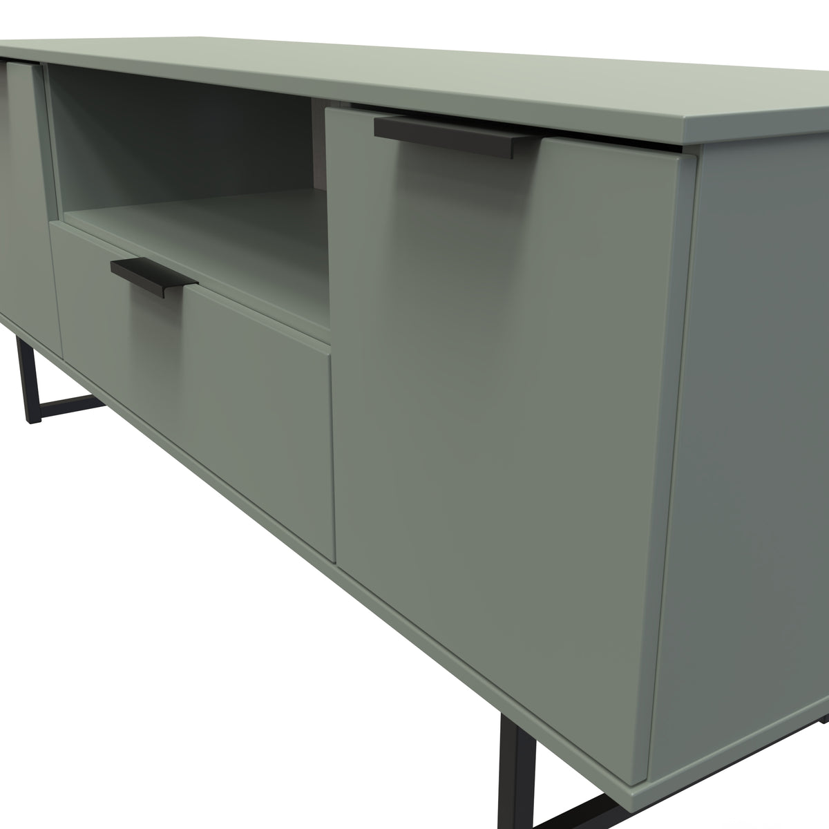 Hong Kong (Black Sleigh Legs) 2 Door 1 Drawer Wide TV Unit