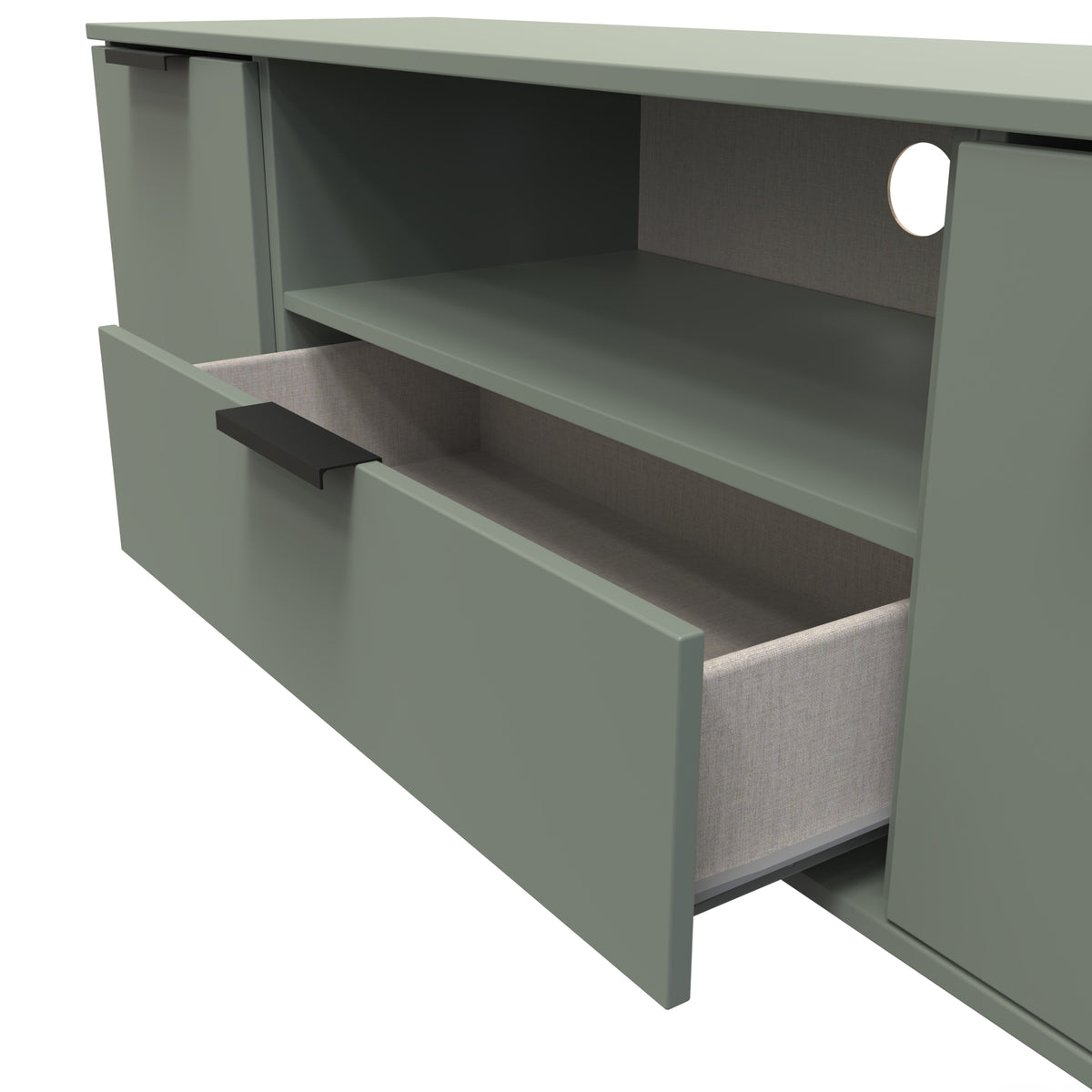 Hong Kong (Black Sleigh Legs) 2 Door 1 Drawer Wide TV Unit