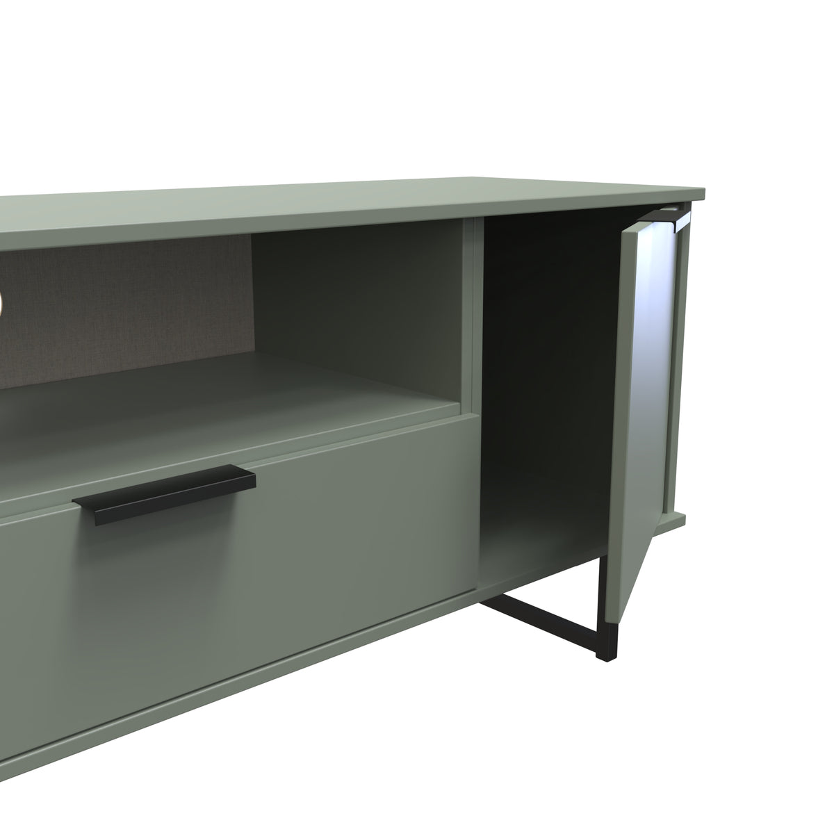 Hong Kong (Black Sleigh Legs) 2 Door 1 Drawer Wide TV Unit