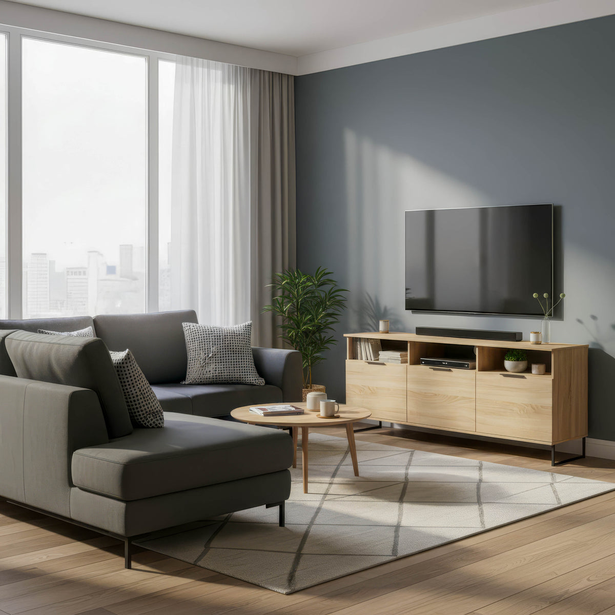 Hong Kong Multi-Media Large TV Unit with 3 Drop Doors