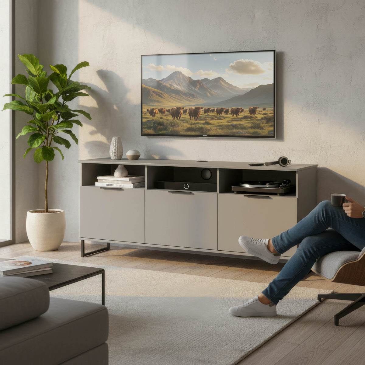 Hong Kong Multi-Media Large TV Unit with 3 Drop Doors