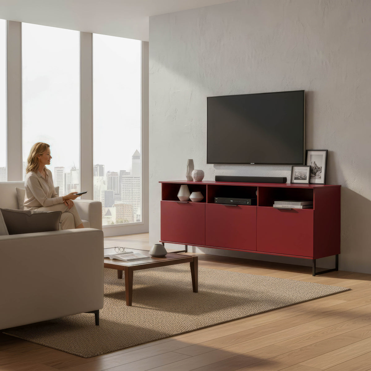 Hong Kong Multi-Media Large TV Unit with 3 Drop Doors