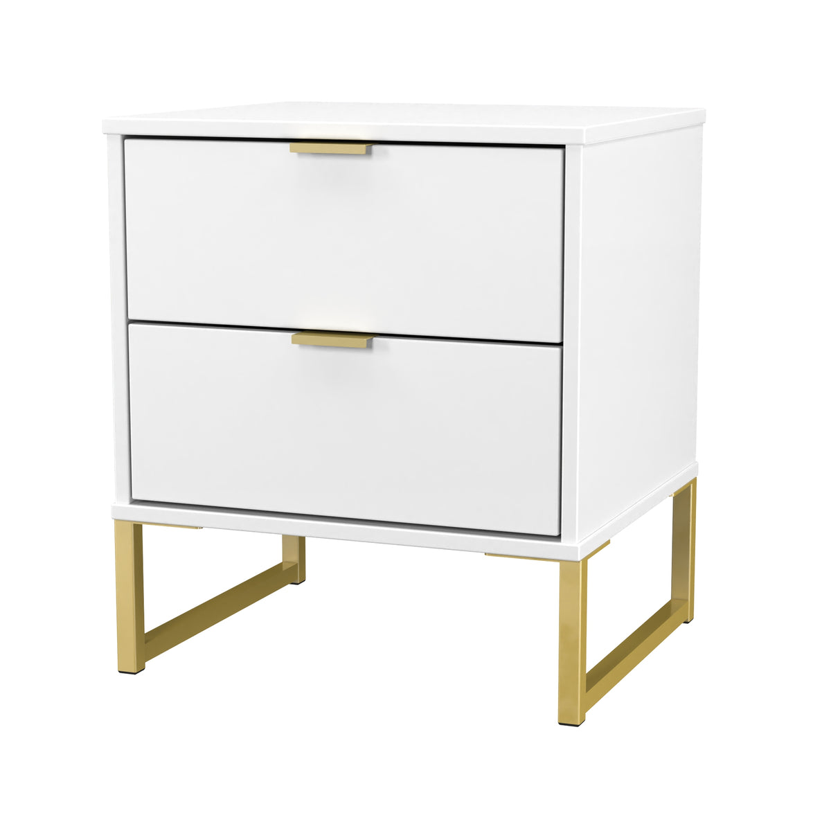 Hong Kong (Gold Sleigh Legs) 2 Drawer Bedside Cabinet