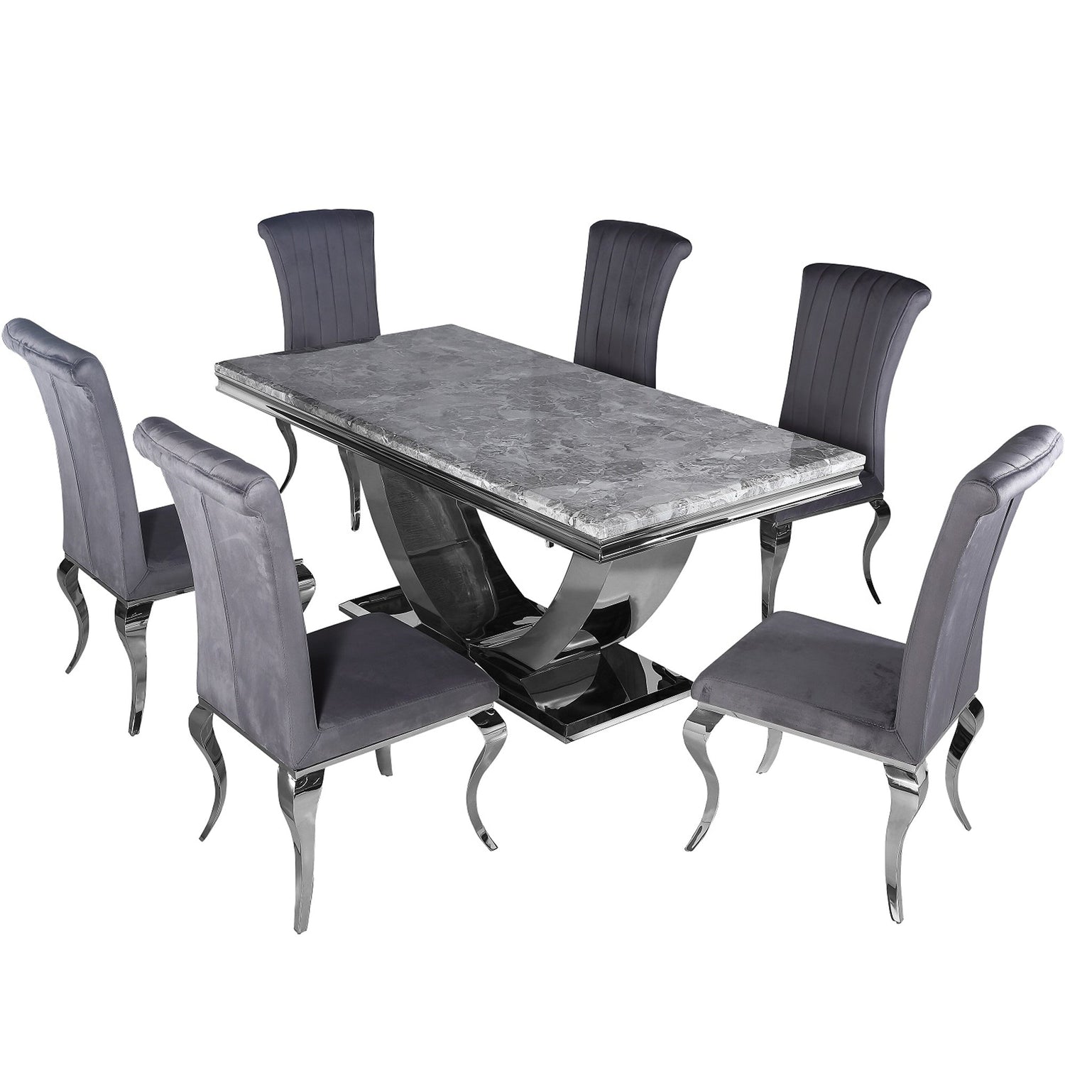 Arial Dining Table with Grey Marble Top