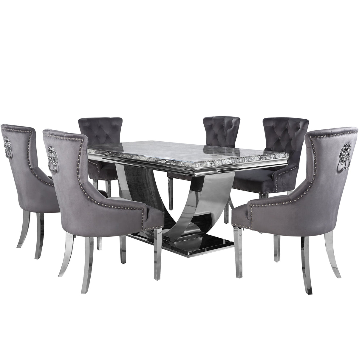 Arial Dining Table with Grey Marble Top